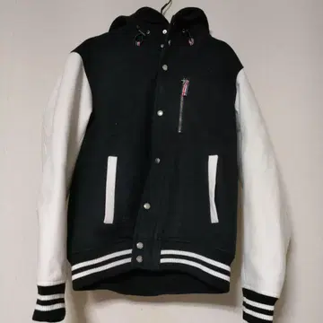 BEAMS 후드 부착 블랙 화이트 자켓 L