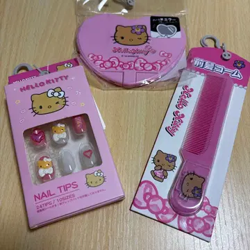 시마무라 산리오 일광화상 키티 네일 칩 거울 빗 3종 세트