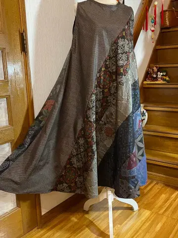 오시마 명주 기모노 리메이크 텐트 라인 원피스