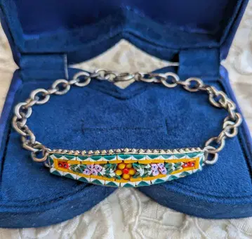 ITALY제 마이크로 모자이크 팔찌 빈티지 옐로우 컬러 그린 B