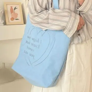 토트백 블루 귀여운 세련된 미사용 출퇴근 통학 쇼핑 가벼운 에코백