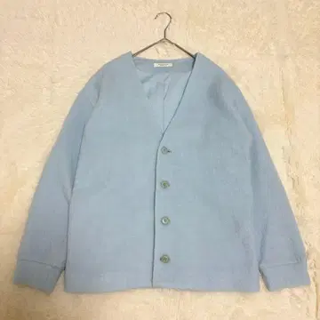 알파카 샤기 V넥 자켓 샤기 니트 코트 투모로우랜드