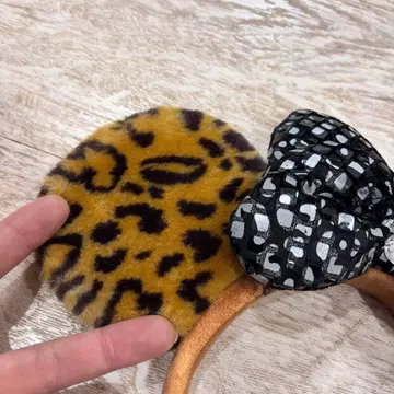 디즈니 미니 머리띠 레오파드 무늬 팬캡 레오파드