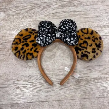 디즈니 미니 머리띠 레오파드 무늬 팬캡 레오파드