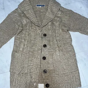 베이지 케이블 니트 가디건 M