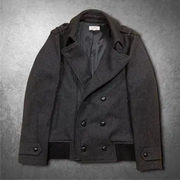 짧은 기장 피코트 기믹 더블 버튼 울 그레이 빅 사이즈 시티보이