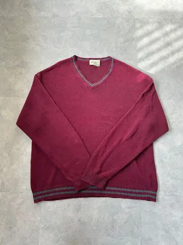 EddieBauer V넥 코튼 니트 90s 보르도 에디 바우어