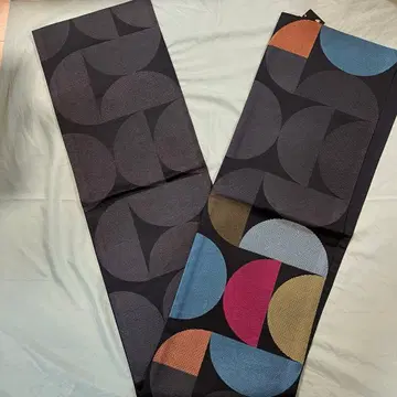부쇼안 기하학 패턴 후쿠로 오비 폭 31cm 길이 380cm