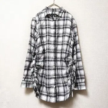 셔링 셔츠 블라우스 모노톤 체크 y2k 튜닉 기장