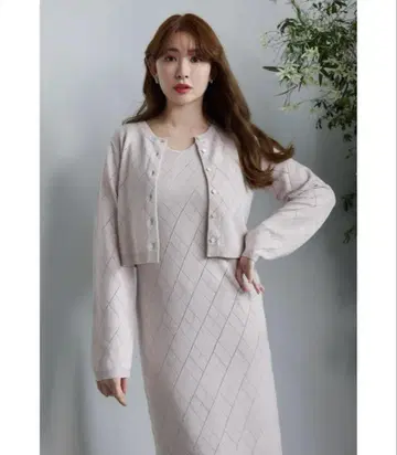 Diamond Pattern Knit Dress Set