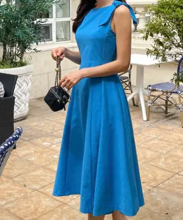 I AM MARI 숄더 리본 원피스