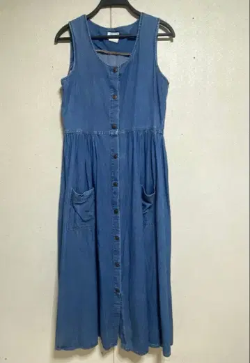 데님 슬리브리스 롱 원피스