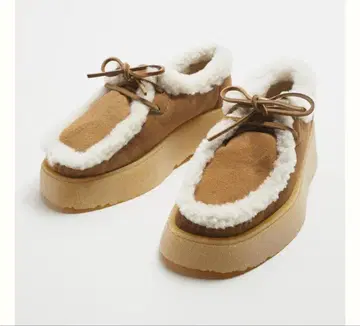 미사용 ZARA 클락스 콜라보 퍼 로퍼 23.5 베이지 clarks