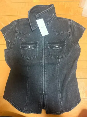 블랙 데님 셔츠 숏슬리브