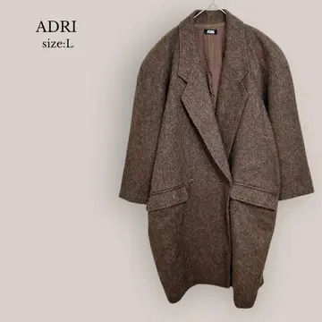 ADRI 체스터 코트 자켓 무릎 기장 더블 브라운 모 100%