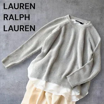 로렌 랄프 로렌 레이어드 스타일 코튼 니트 루즈핏 그레이