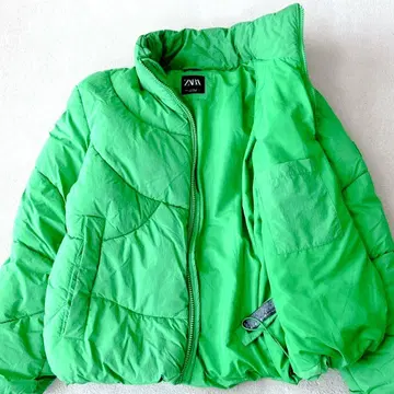 ZARA 자라 그린 다운 자켓 퍼프 충전솜 그린