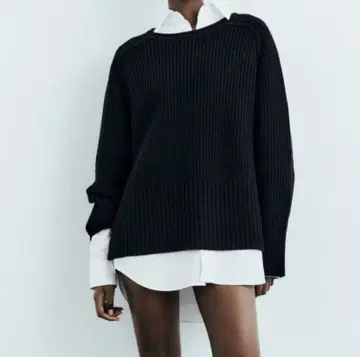 새상품 ZARA 자라 여성용 스웨터 리브 니트 울 스웨터 L