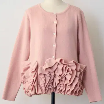 Frene 2025 신상 프릴 휘핑 니트 가디건 핑크