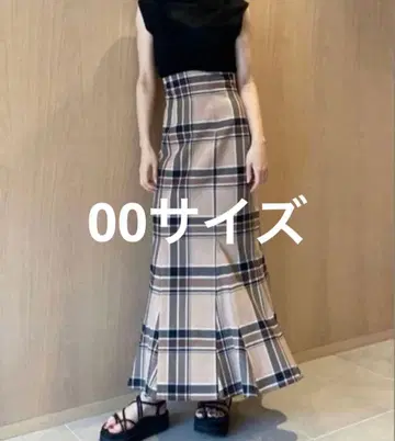 SNIDEL 하이웨스트 타이트 플레어 체크 머메이드 스커트