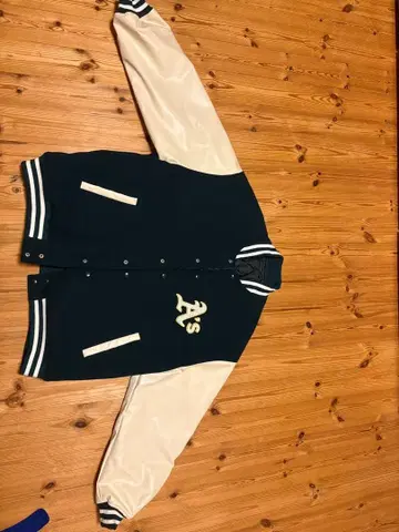 애슬레틱스 로고 바시티 자켓 네이비/화이트