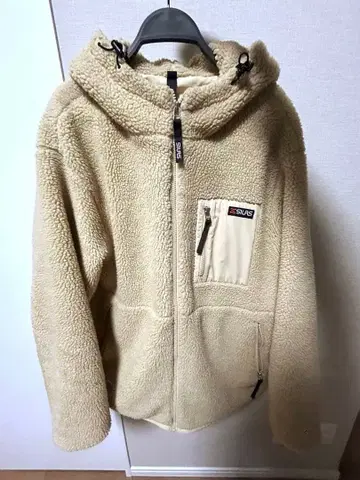 플리스 자켓 후드 부착 베이지