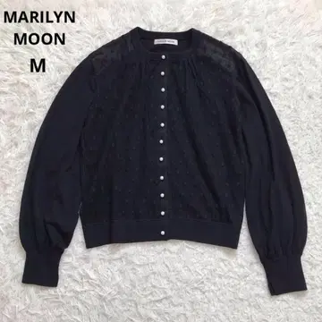 MARILYN MOON 마릴린문 튤 절개 니트 가디건 블랙