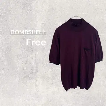 봉시엘 모크넥 니트 반팔 실크 캐시미어 혼방 라인 포켓 포함