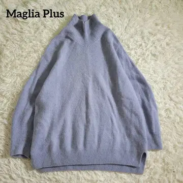 새상품급 Maglia Plus 마리아플러스 울 니트 하이넥 스카이블루