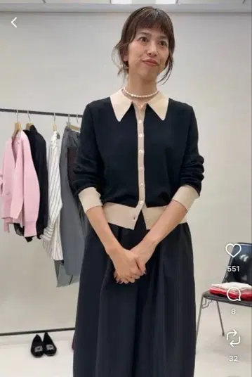 택 포함 새상품 IENA 피케 셔츠 롱 슬리브 풀오버 블랙