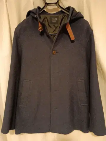 BEAMS HEART 후드 부착 네이비 코트 M