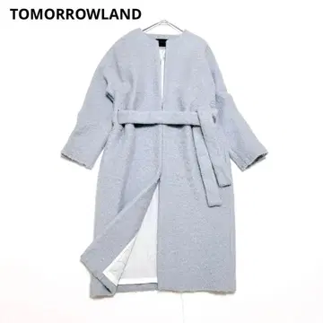 투모로우랜드 노카라 롱 코트 알파카 울 그레이