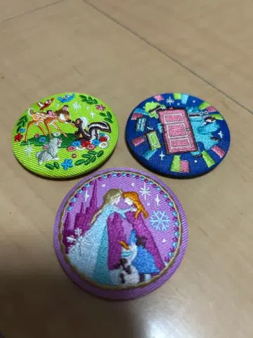 디즈니 자수 캔뱃지 3개 세트
