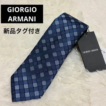 [ 미사용 새상품 ] Giorgio Armani 블루 넥타이 실크 체크