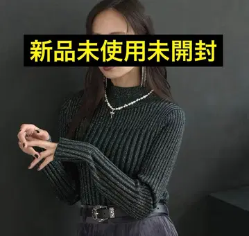 HARE 라메 랜덤 리브 니트 그린