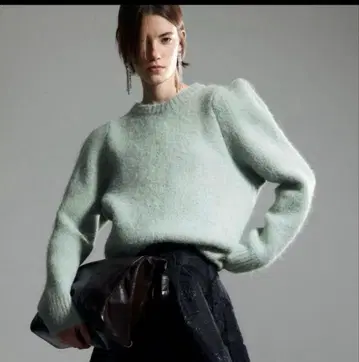 자카드 니트 스웨터 그린 M