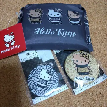 산리오 키티 에코백 캔뱃지 거울 참 총 3점