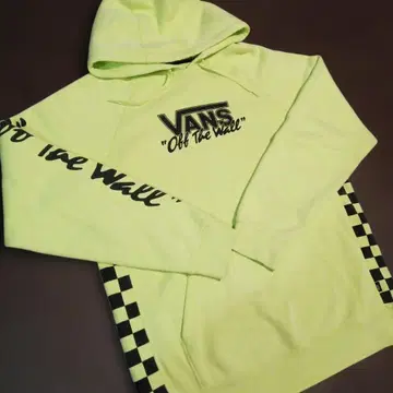 VANS 라임 그린 후드 부착 후드티