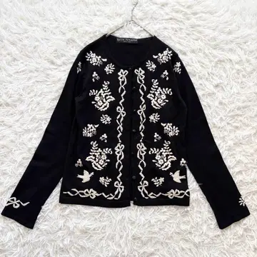 새상품급 KEITA MARUYAMA 블랙 자수 리본 가디건