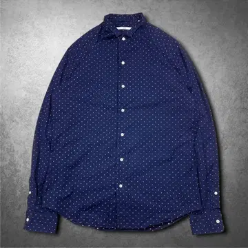 SHIPS 도트 무늬 긴팔 셔츠 면 100% 네이비 시티보이 캐주얼