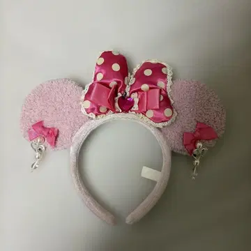 디즈니 미니 핑크 머리띠 레어 도트 무늬 리본