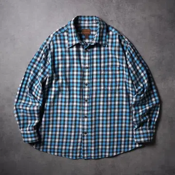 90s~ ST. JOHN'S BAY 체크 셔츠 플란넬 셔츠 라이트 블루