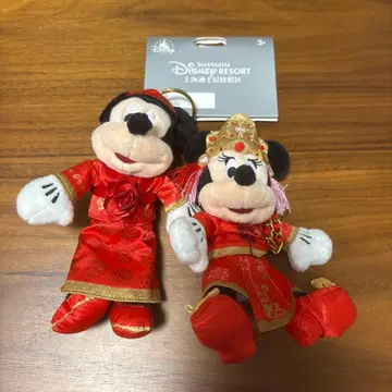 상하이 디즈니 미키&미니 봉제 인형 키링