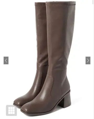 스퀘어토 플레어 힐 가죽 롱 부츠 GRL