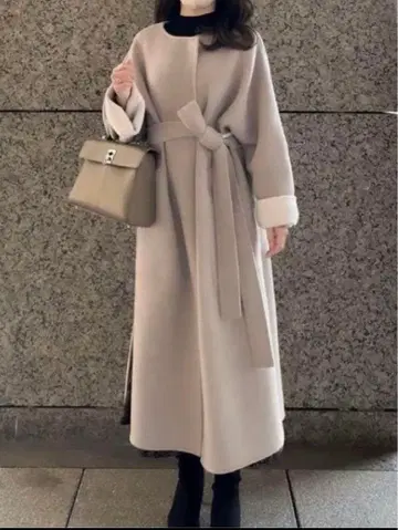 울 캐시미어 바이컬러 리버 코트