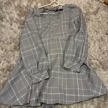 evelyn 체크 그레이 셋업 미니 원피스 프릴 리본