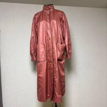 핑크 롱 코트 골드 버튼