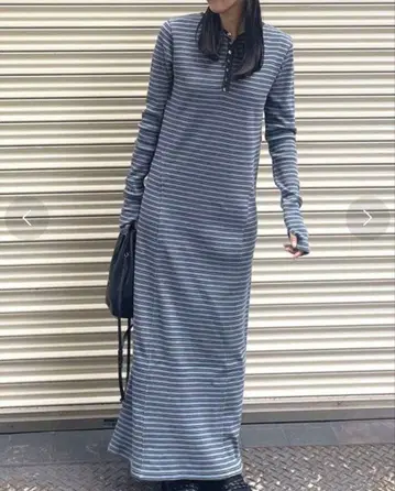 새상품 Ungrid 헨리넥 골지 컷 원피스*