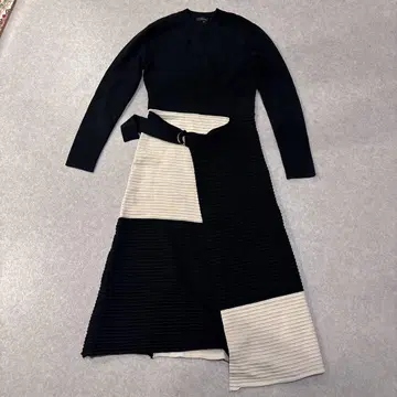 rienda 바이컬러 랩 LONG SLV 니트 원피스