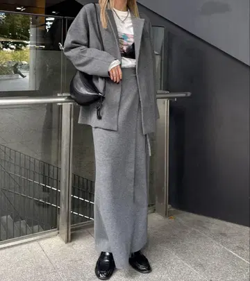 UND JACKET WINDING SKIRT KNIT SET DRESS